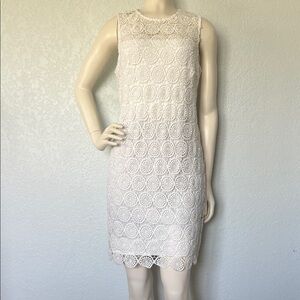 Lace Sheath Dress White Sleeveless Petite 12P Scallop Hem Jessica Howard